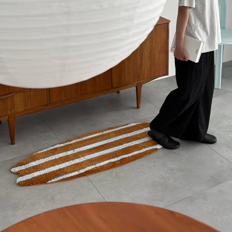 予約販売9月中旬～9月下旬頃発送予定　rug-03114　Brown×Mint ストライプ サーフボード ラグ 45cm×125cm