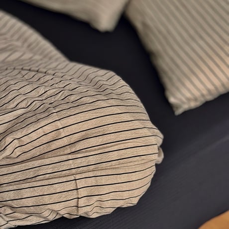 予約販売10月中旬～10月下旬頃発送予定　beddingsets-03194　sand beige×black ピンストライプ 布団カバーセット
