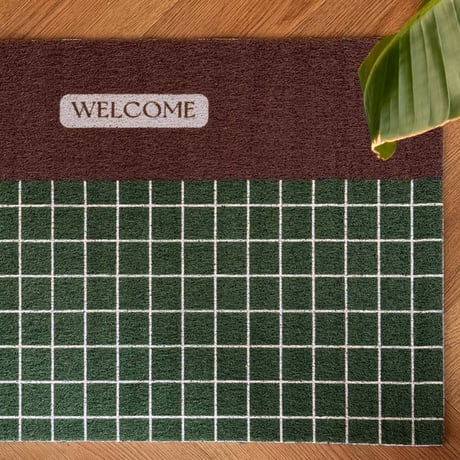 予約販売9月下旬～10月上旬頃発送予定　mat-03120　WELCOME グリッドデザイン 泥落としマット 60cm×90cm