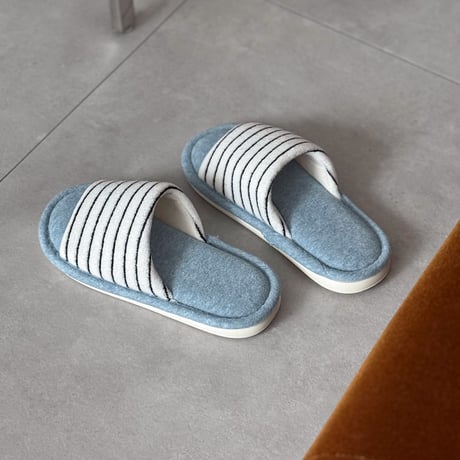 予約販売10月中旬～10月下旬頃発送予定　slipper-03013　light blue×white ストライプ タオル地 ルームシューズ スリッパ