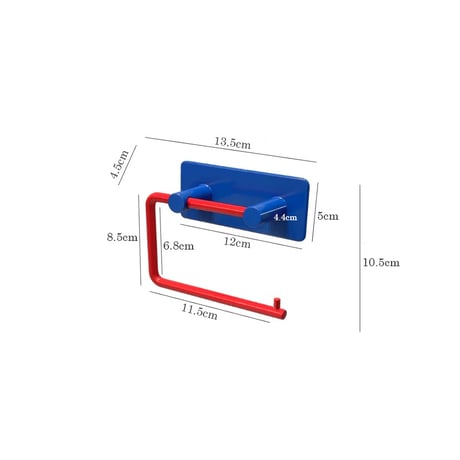 予約販売7月下旬～8月上旬頃発送予定　wall-03121　ブルー×レッド アイアン トイレットペーパーホルダー