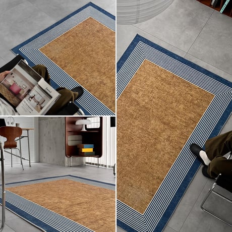 予約販売11月中旬～11月下旬頃発送予定　rug-03119　バイカラー ラインフレーム ラグ 140×200cm