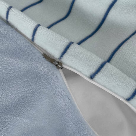 予約販売11月中旬～11月下旬頃発送予定　beddingsets-03211　light blue×blue あたたか ファイバー厚手 起毛 ストライプ 布団カバーセット