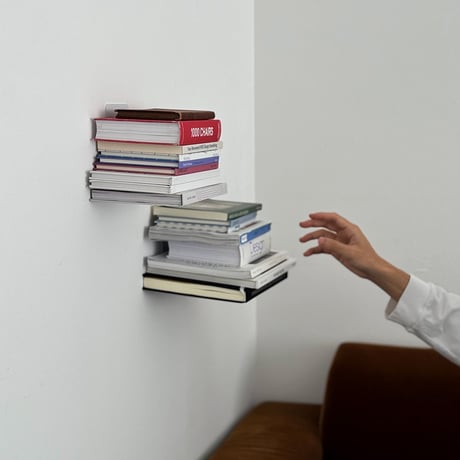 wall-03145　FLOATING BOOK SHELF 本を浮かせるシェルフ 同色2個セット
