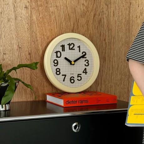 clock-03099　グリッドパターン ラウンド ウォールクロック 掛け時計 静音