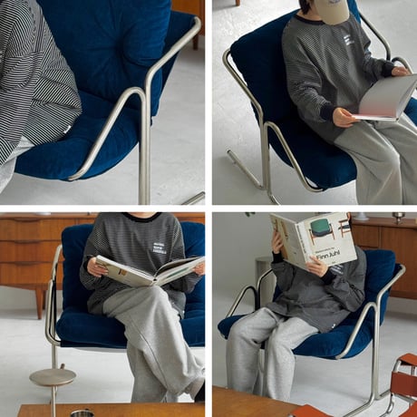 【一部予約商品】　chair-03114　新色追加 Stainless Sling Fabric Lounge Chair ラウンジチェア 1人掛けソファ