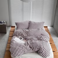 予約販売7月下旬～8月上旬頃発送予定　beddingsets-03168　purple×pink×white マルチストライプ 布団カバーセット