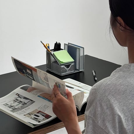 予約販売9月下旬～10月上旬頃発送予定　stationery-03061　メタルメッシュ コンパクト デスクオーガナイザー シルバー
