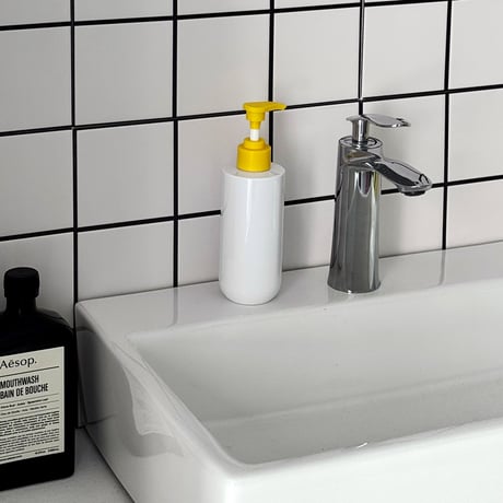 予約販売9月中旬～9月下旬頃発送予定　soapbottle-03052　ホワイト×イエロー ソープディスペンサー 詰め替えボトル 300ml 2本セット