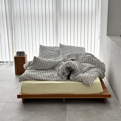 beddingsets-03186　gray stripe×yellow マルチストライプ 布団カバーセット