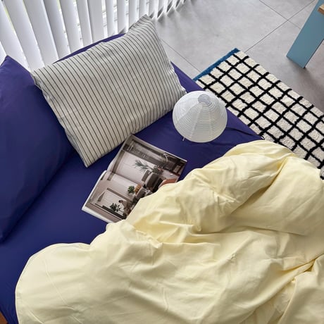 予約販売8月下旬～9月上旬頃発送予定　beddingsets-03177　yellow×blue violet×white stripe 布団カバーセット