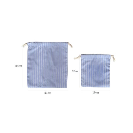 予約販売9月下旬～10月上旬頃発送予定　pouch-03010　立体ストライプ加工 ライトブルー 巾着ポーチ 大小2枚セット