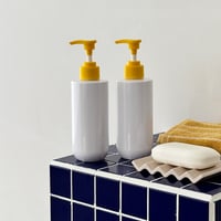 予約販売9月中旬～9月下旬頃発送予定　soapbottle-03052　ホワイト×イエロー ソープディスペンサー 詰め替えボトル 300ml 2本セット