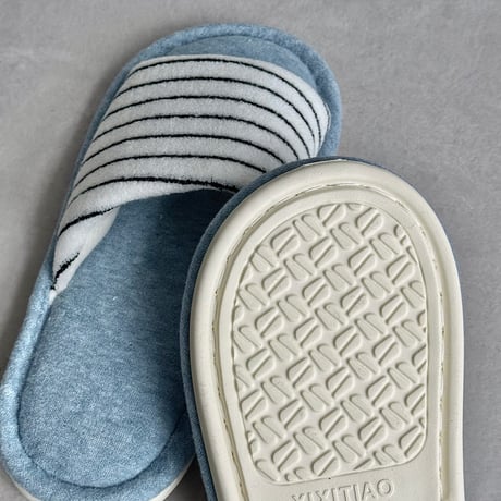 予約販売10月中旬～10月下旬頃発送予定　slipper-03013　light blue×white ストライプ タオル地 ルームシューズ スリッパ