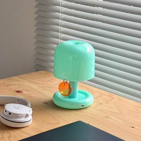 light-03414　選べるチャーム付き USB ポータブル マッシュルームランプ LED