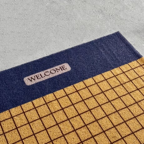 予約販売9月下旬～10月上旬頃発送予定　mat-03120　WELCOME グリッドデザイン 泥落としマット 60cm×90cm