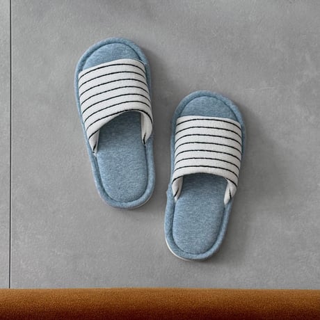 予約販売10月中旬～10月下旬頃発送予定　slipper-03013　light blue×white ストライプ タオル地 ルームシューズ スリッパ