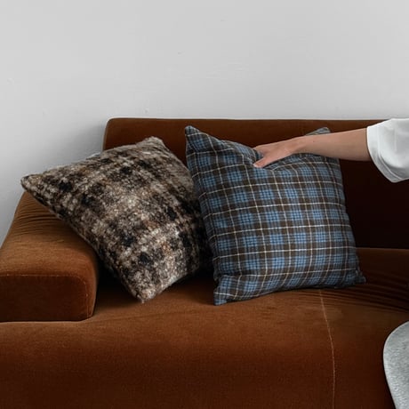 予約販売10月上旬～10月中旬頃発送予定　cu-03152　Checked Texture 起毛 クッションカバー 45cm×45cm