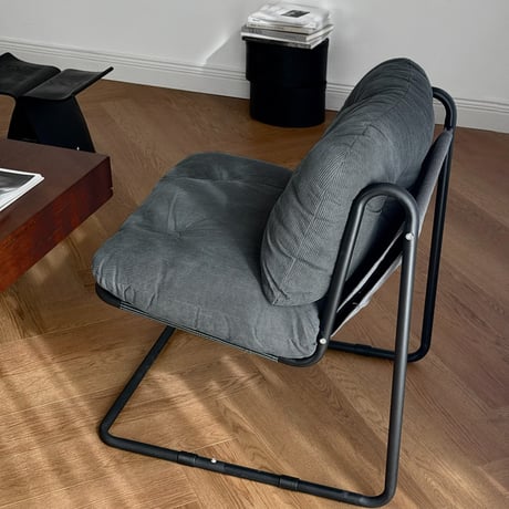 chair-03096　新色追加 コーデュロイ カンティレバーラウンジチェア 1人掛けソファ