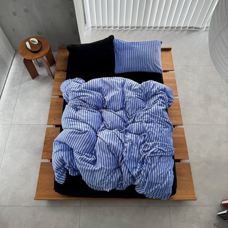 予約販売11月中旬～11月下旬頃発送予定　beddingsets-03210　blue×black あたたか ファイバー厚手 起毛 ストライプ 布団カバーセット
