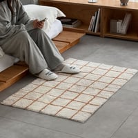 rug-03080　オレンジ グラフチェック ラグ 80×120cm