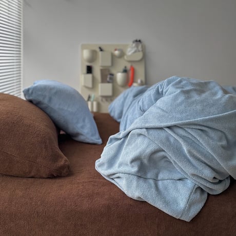 予約販売11月中旬～11月下旬頃発送予定　beddingsets-03209　 light blue×brown sheets あたたか ファイバー厚手 起毛 布団カバーセット
