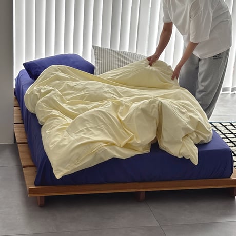 予約販売8月下旬～9月上旬頃発送予定　beddingsets-03177　yellow×blue violet×white stripe 布団カバーセット