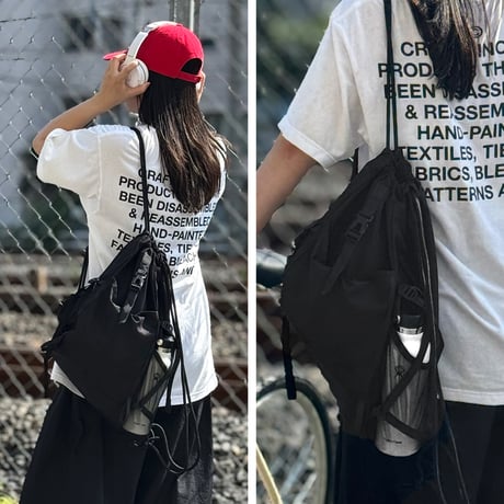 予約販売9月上旬～9月中旬頃発送予定　bag-03123　多機能 ナップサック ブラック