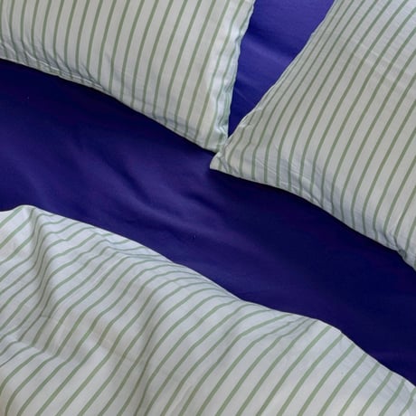 予約販売9月上旬～9月中旬頃発送予定　beddingsets-03178　green stripe×blue violet ストライプ リバーシブル 布団カバーセット