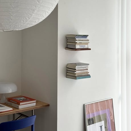 wall-03145　FLOATING BOOK SHELF 本を浮かせるシェルフ 同色2個セット