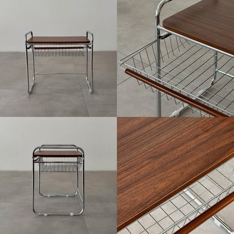 table-03200　バスケット収納付き ミニテーブル 47cm×36cm×H48cm