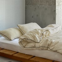 予約販売10月下旬～11月上旬頃発送予定　beddingsets-03198　ブラックパイピング white×cream stripe 布団カバーセット