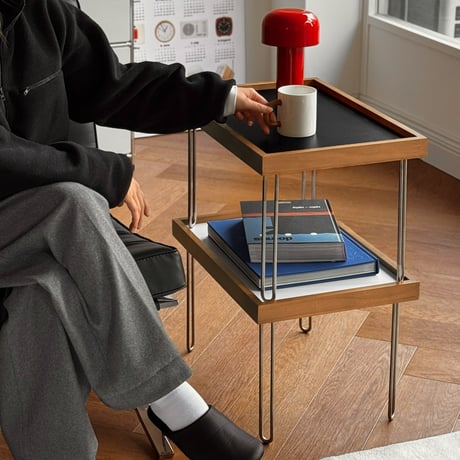 table-03218　天然木 カラー天板 ミニコーヒーテーブル 52×36cm