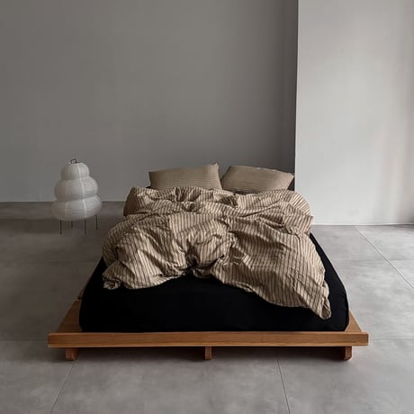予約販売10月中旬～10月下旬頃発送予定　beddingsets-03194　sand beige×black ピンストライプ 布団カバーセット