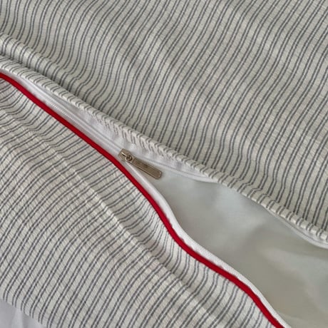 予約販売10月下旬～11月上旬頃発送予定　beddingsets-03197　レッドパイピング white×gray stripe 布団カバーセット