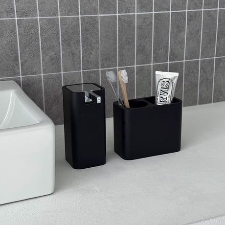 予約販売11月下旬～12月上旬頃発送予定　toiletries-03008　Minimal Square セラミック バスルームアクセサリー 2点セット