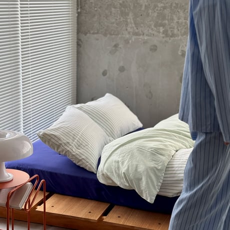 予約販売9月上旬～9月中旬頃発送予定　beddingsets-03178　green stripe×blue violet ストライプ リバーシブル 布団カバーセット