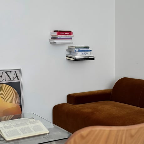 wall-03145　FLOATING BOOK SHELF 本を浮かせるシェルフ 同色2個セット
