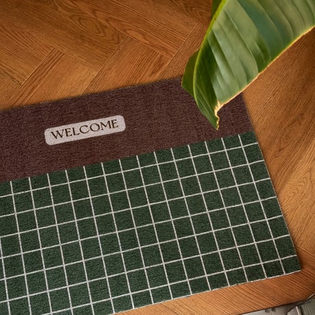 予約販売9月下旬～10月上旬頃発送予定　mat-03120　WELCOME グリッドデザイン 泥落としマット 60cm×90cm