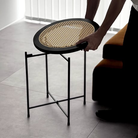 table-03023　ラタン  サイドテーブル 直径40cm