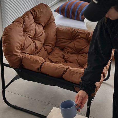 【一部予約商品】　chair-03097　新色追加 ブラックフレーム パテッド ラウンジチェア オットマン 1人掛けソファ