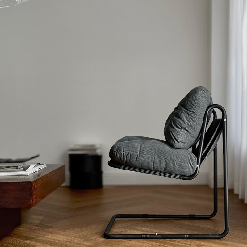chair-03096 新色追加 コーデュロイ カンティレバーラウンジチェア 1人