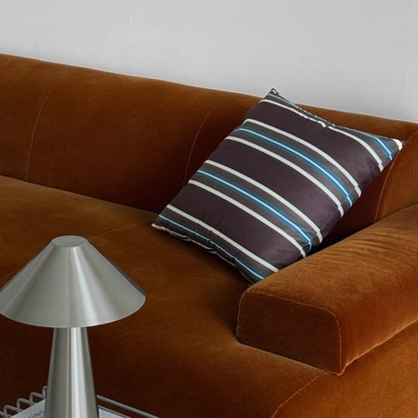 予約販売10月上旬～10月中旬頃発送予定　cu-03149　dark brown×blue×white ストライプ クッションカバー 45cm×45cm