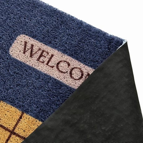 予約販売9月下旬～10月上旬頃発送予定　mat-03120　WELCOME グリッドデザイン 泥落としマット 60cm×90cm
