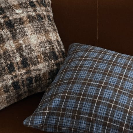 予約販売10月上旬～10月中旬頃発送予定　cu-03152　Checked Texture 起毛 クッションカバー 45cm×45cm