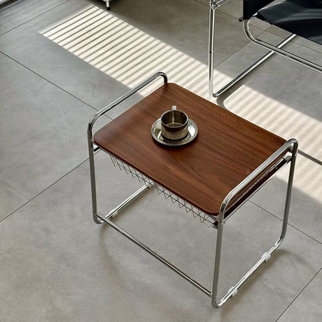 table-03200　バスケット収納付き ミニテーブル 47cm×36cm×H48cm