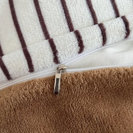 予約販売11月中旬～11月下旬頃発送予定　beddingsets-03213　white×brown あたたか ファイバー厚手 起毛 ストライプ 布団カバーセット