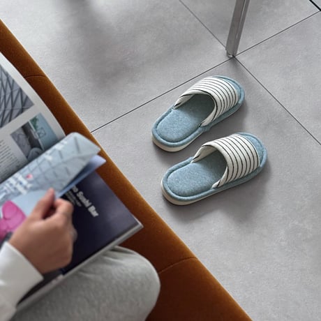 予約販売10月中旬～10月下旬頃発送予定　slipper-03013　light blue×white ストライプ タオル地 ルームシューズ スリッパ
