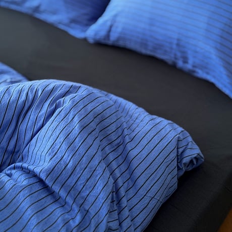 予約販売10月中旬～10月下旬頃発送予定　beddingsets-03195　blue×dark navy ピンストライプ 布団カバーセット