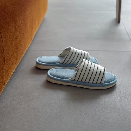 予約販売10月中旬～10月下旬頃発送予定　slipper-03013　light blue×white ストライプ タオル地 ルームシューズ スリッパ